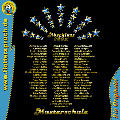 abschlussmotive f&uuml;r abschlussshirts - Auch Stars m&uuml;ssen einmal gehen (Gold / Blau) - R&uuml;ckseite