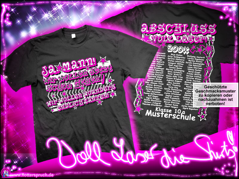 abschlussmotiv "Ja Mann wir wollen endlich gehen!" auf schwarzem abschluss t-shirt für discofreaks!